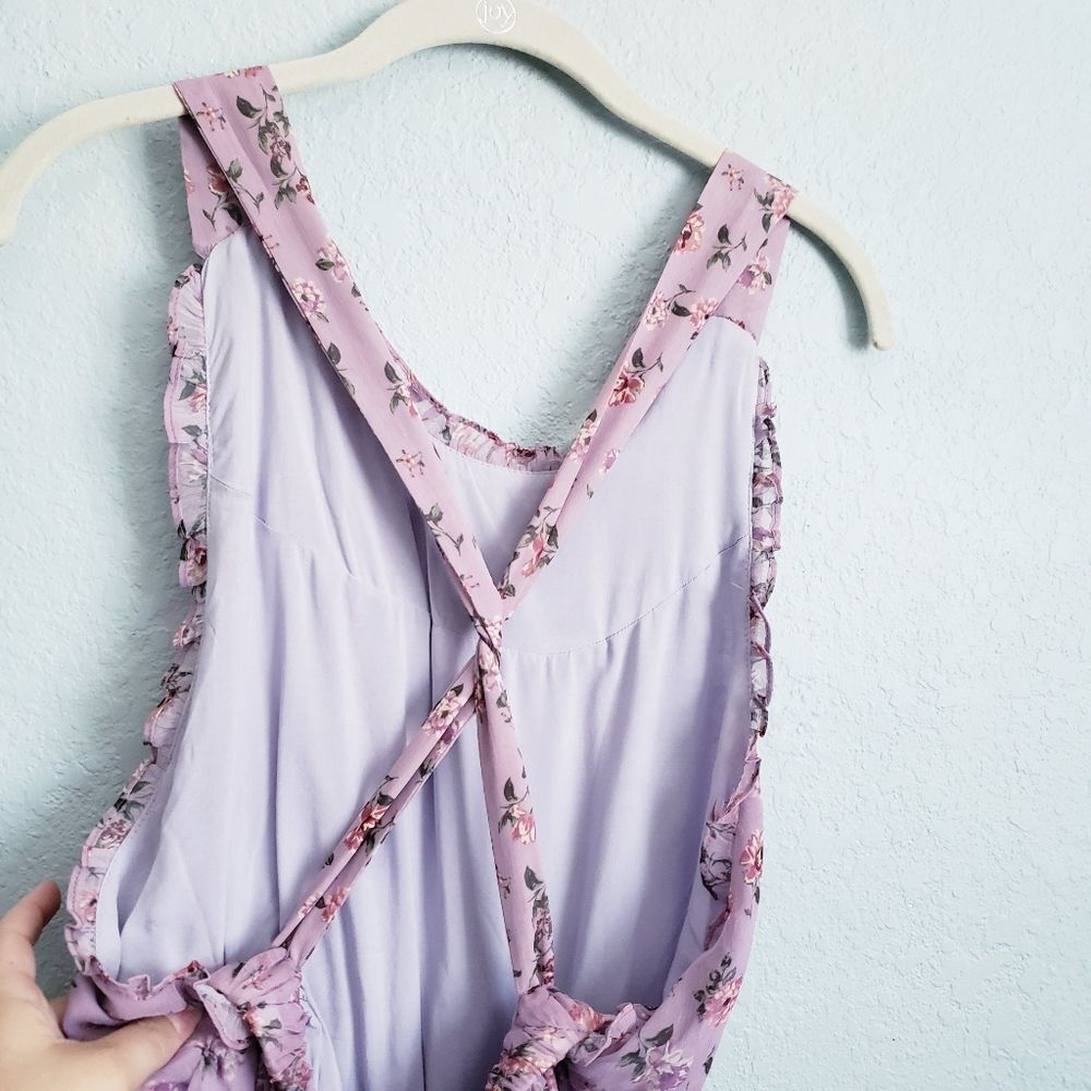 Zara Lilac Floral Smoked Criss Cross Back Mini Dress - Picture 9 of 12